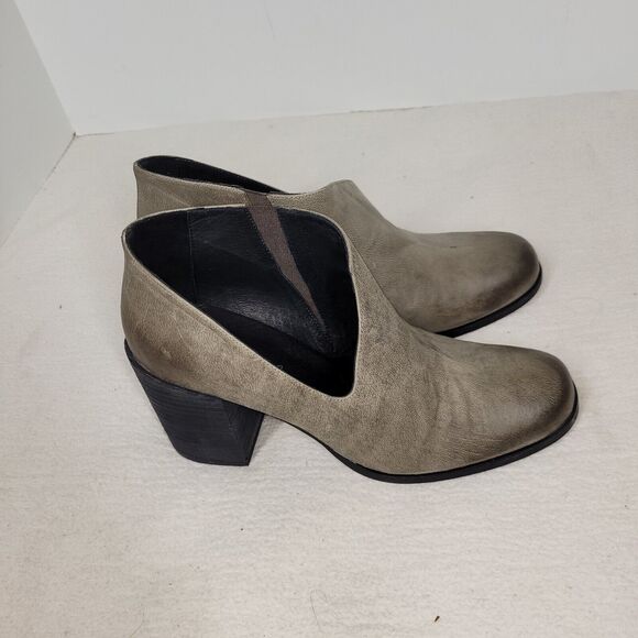 Free People Boots Womens Size 10.5 Gray Ankle Boot Bootie Leather Block Heel - Picture 3 of 16